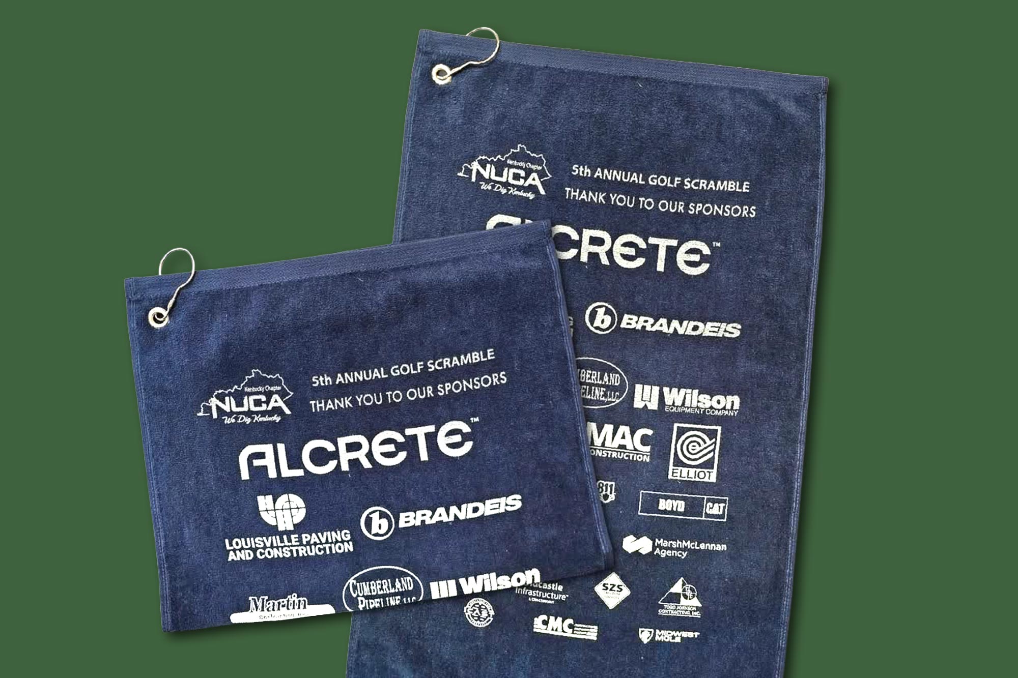 Screen printed golf towels