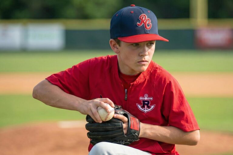 young baseball player with embroidered cap