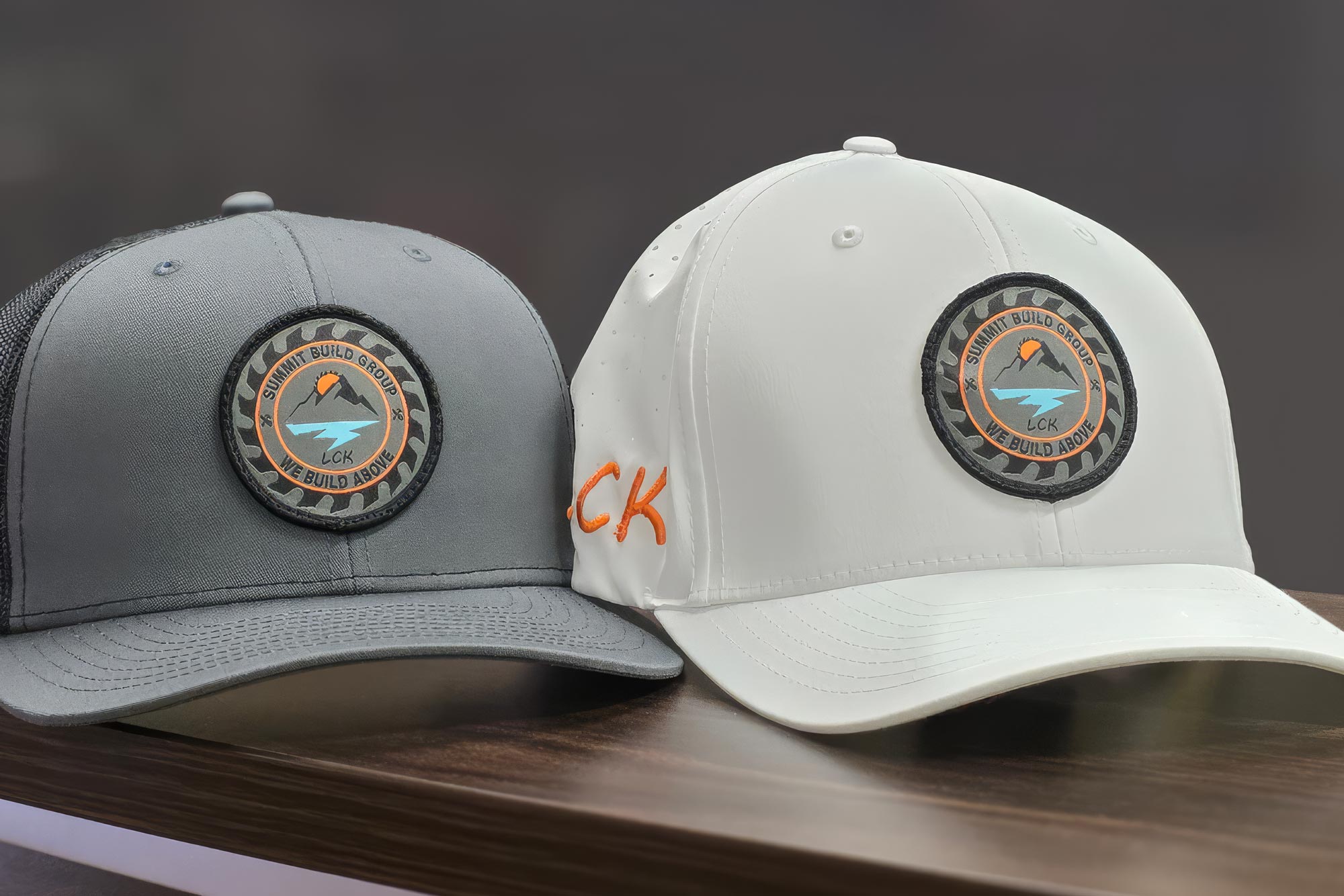 Caps with embroidery and embroidered patches for Summit Build Group