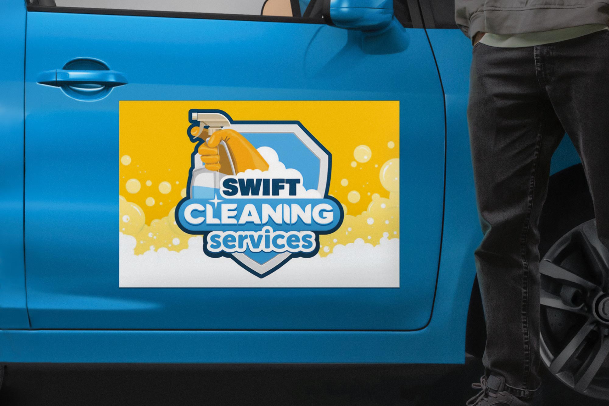 Car door with magnetic sign